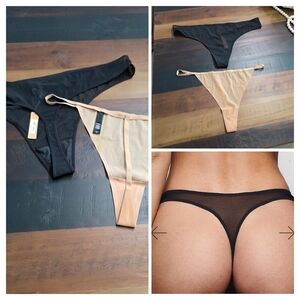 2pcs SKIMS  ULTRA FINE MESH THONGS NWT & T-THONG 4X NWOT